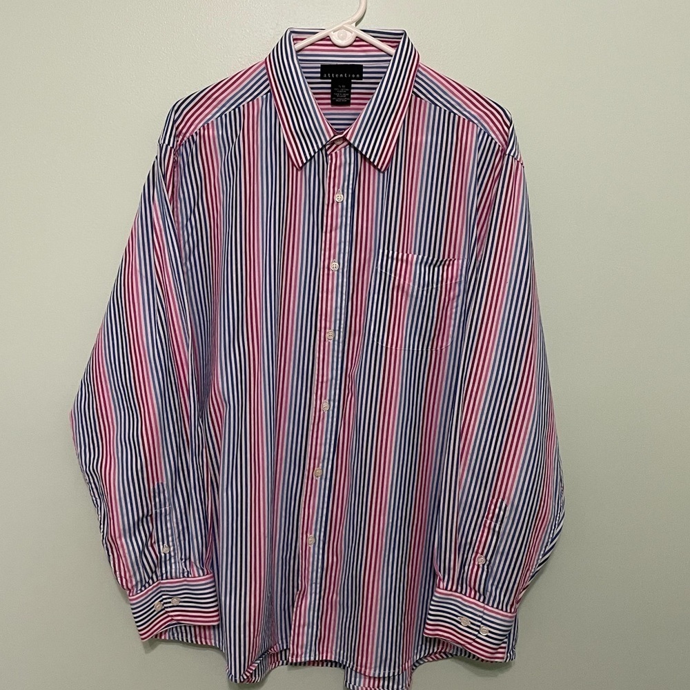 Mens attention brand stripped button down shirt with one pocket size XL